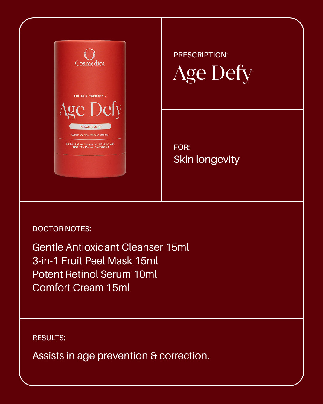 O Cosmedics Skin Health Prescription Kit - Age Defy