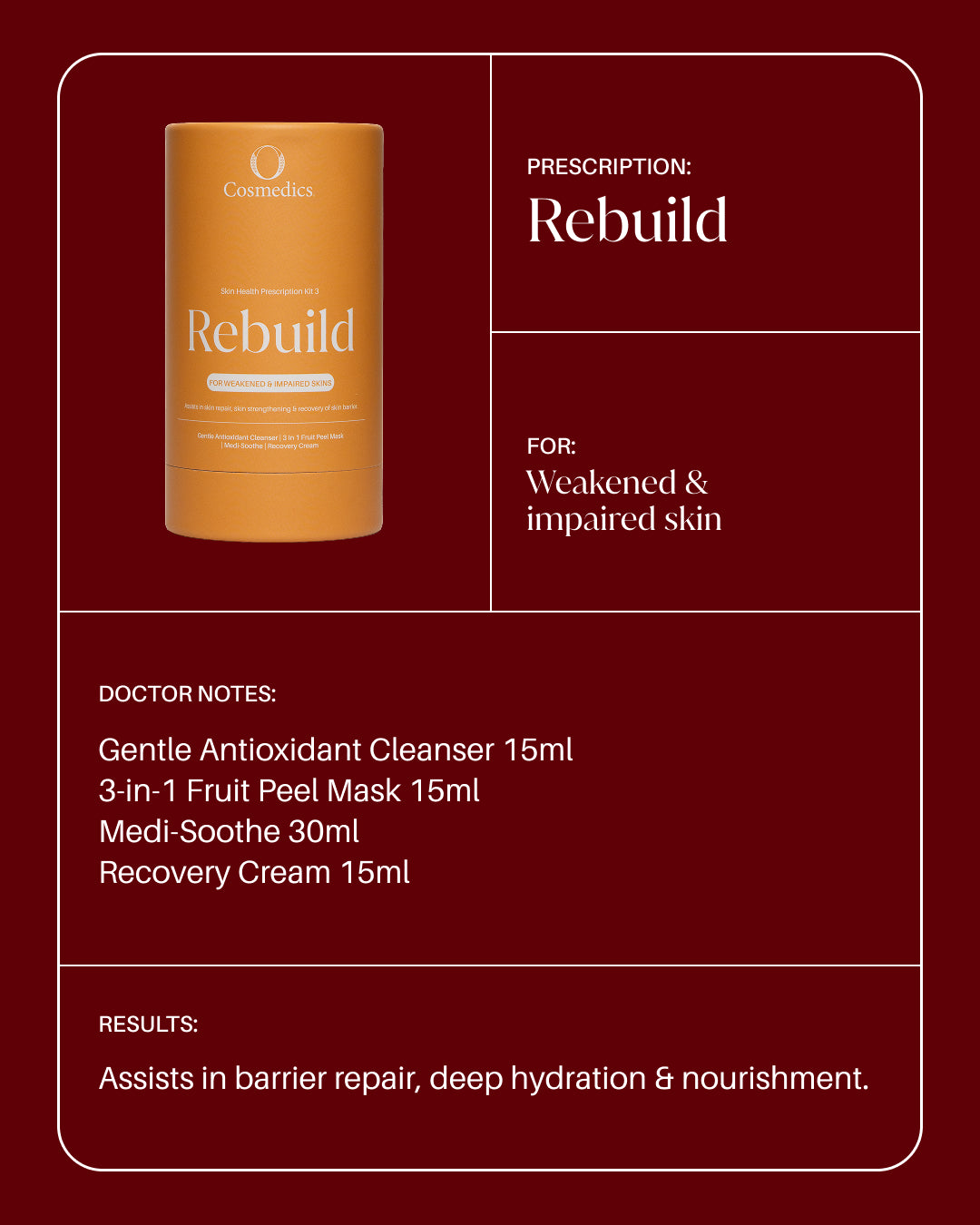 O Cosmedics Skin Health Prescription Kit - Rebuild