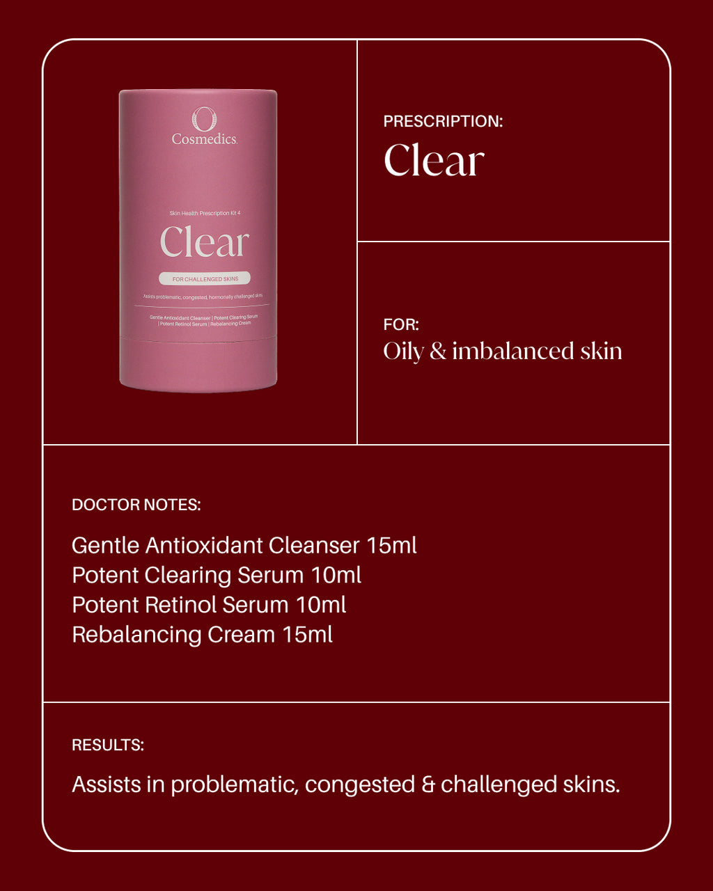 O Cosmedics Skin Health Prescription Kit - Clear